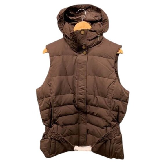 Lands End Down Puffer Vest Womens L Tall Brown Quilted Outdoor Hiking Winter NWT - Picture 1 of 12